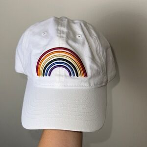 White Cap with Rainbow Embroidery